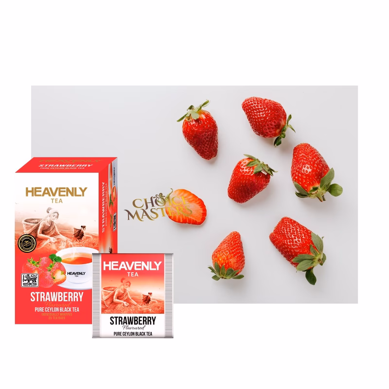tea strawberry flavoured black tea individually wrapped envelope tea bags 25 count 1 3 or premium sri lanka grown tea perfect milk