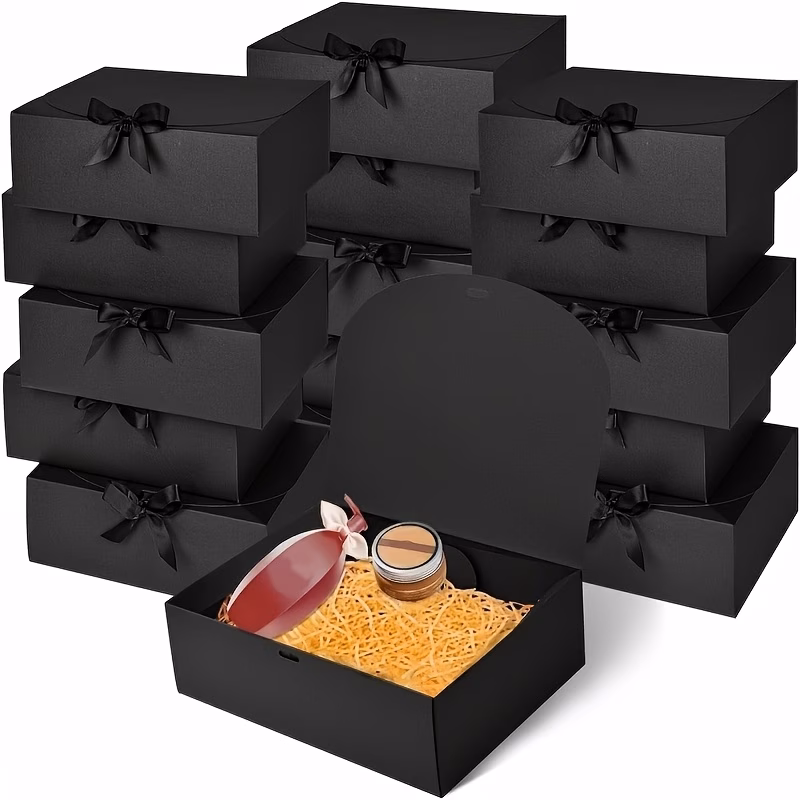 10pcs elegant black gift box set with ribbon 5 boxes 5 black ribbons weddings proposals birthdays special occasions ideal for jewelry display party favors christmas easter bridesmaid gifts wedding fav