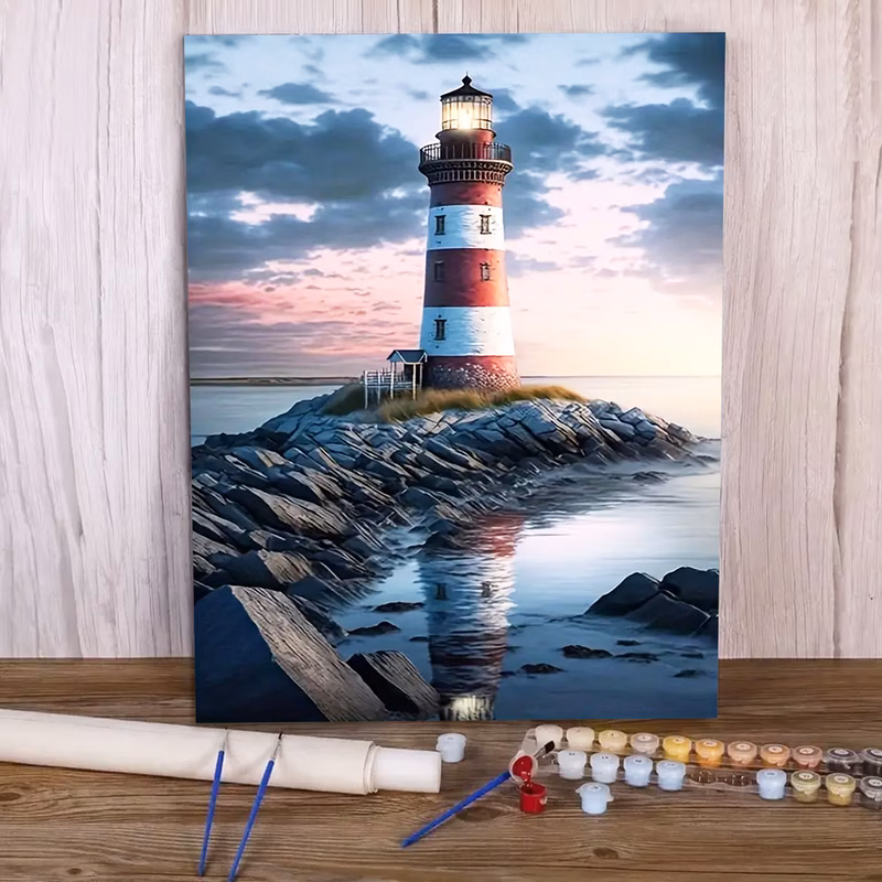 paint by numbers kit for beginners 16x20 40x50cm color canvas easy lighthouse theme acrylic painting set home decor gifts for birthdays fathers day christmas mothers day professional art use without f
