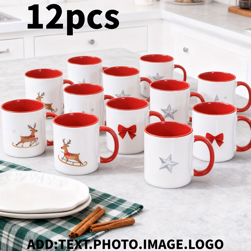 12pcs customized family name coffee cup set personalized mug pictures text name gifts for personalized gifts suitable for brand promotion weddings birthdays anniversaries or party accessories