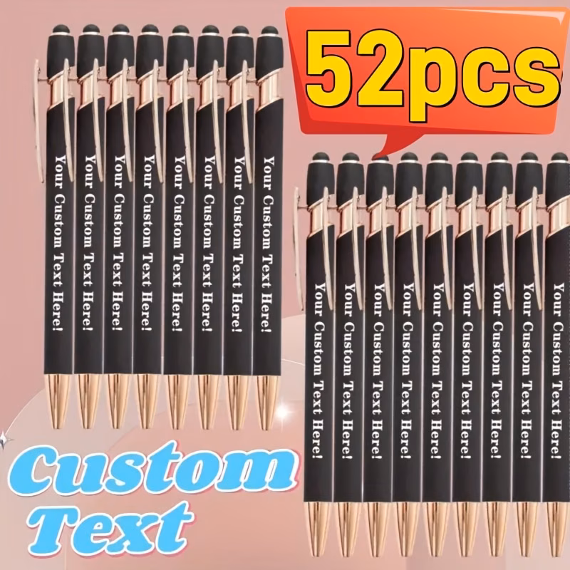 52pcs engraved metal ballpoint pen set retractable medium point ideal for business cards personalized messages and perfect gifts suitable for business events graduation ceremonies