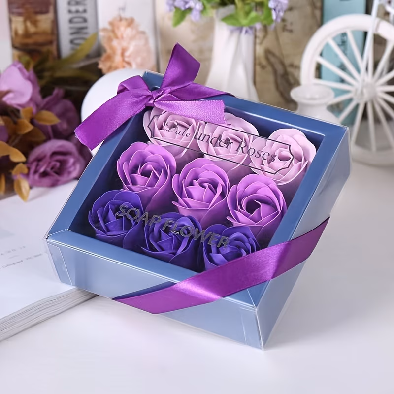 gift for her him christmas gift 9pcs artificial rose flower gift box valentines day girlfriend birthday party small gift best friend graduation season gift wedding hand gift banquet gift mothers day m