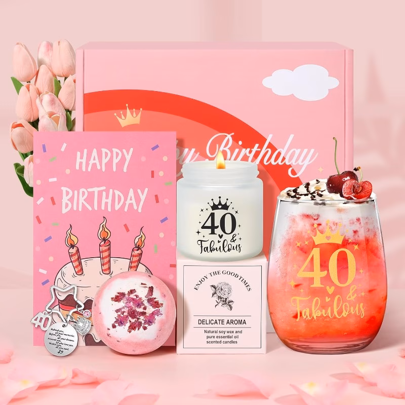 40th birthday gifts for women birthday gifts for her personalised glass 40th wine glass gift set gin gift box for mum sister
