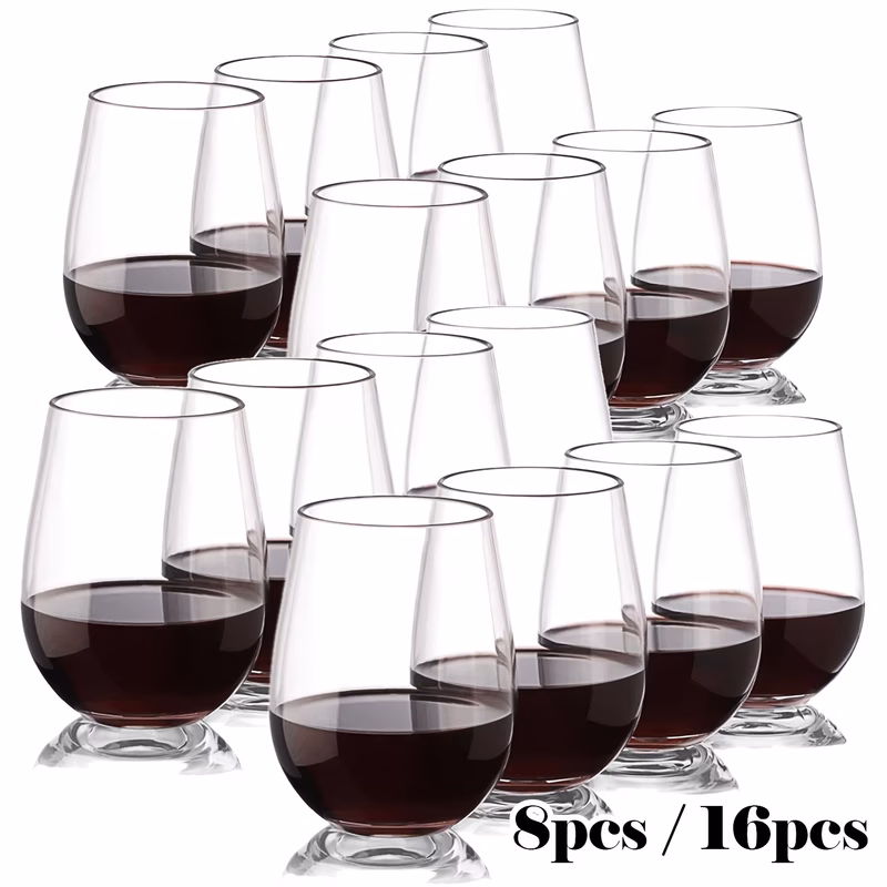 8pcs 16pcs stemless wine glasses suitable for red white wine burgundy tumblers dishwasher freezer cups for parties weddings restaurants drinks machine blown pack no