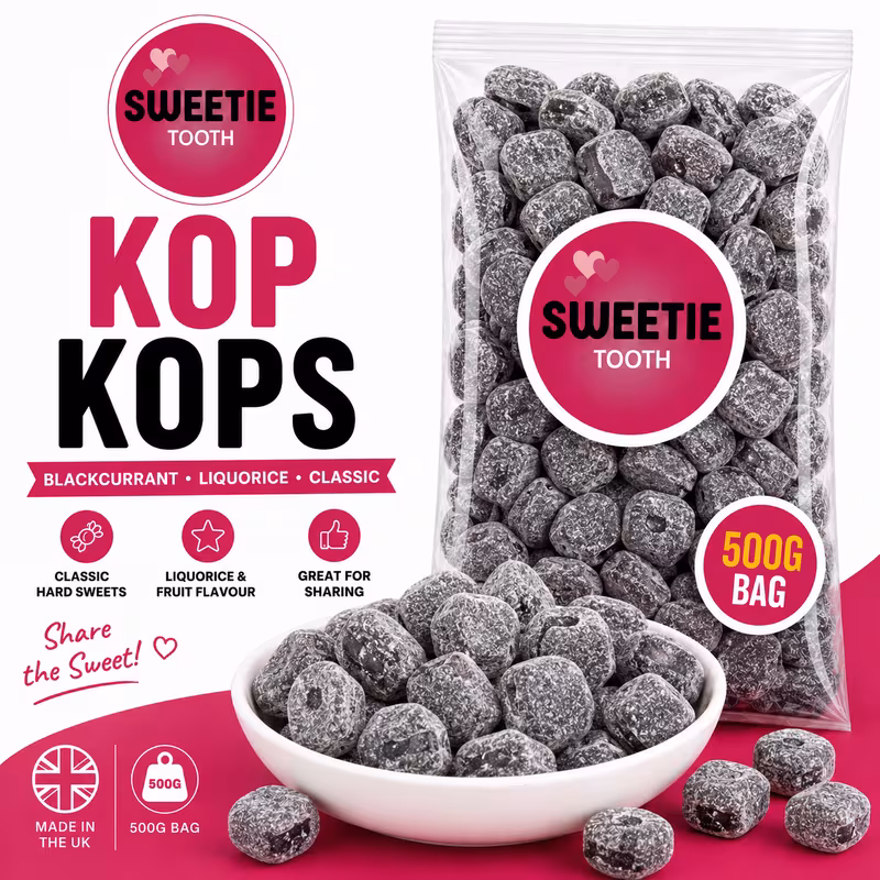 500g kop kops traditional british boiled sweets classic hard retro wedding favours party bag fillers birthday gifts christmas stocking stuffers tooth