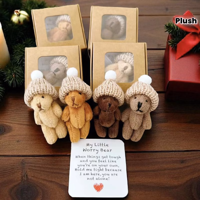 worry bear pocket hug with greeting card cute plush teddy bear gift for weddings christmas thanksgiving and new year comforting friendship keepsake for teddy bear stuffed animal