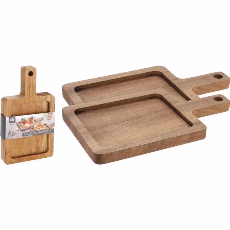 christmas acacia wood serving plate set of two for holiday entertaining 13 x 23 centimetres