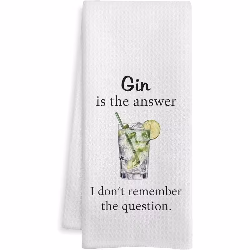 1pc funny gin kitchen bar towel printed with gin is i forgot quote soft absorbent dish cloth for home bar cocktail washable gift for gin decor
