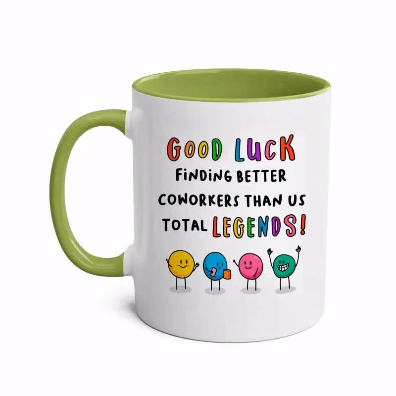 a humorous farewell mug for a coworker suitable for coffee or juice with a capacity of 11 ounces or 360 milliliters making it a fun gift