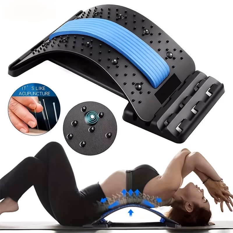 2pcs set of 3 level adjustable back stretcher and multifunctional yoga band multi level spinal support plate elastic waistband for open back and shoulder stretching suitable for home gym yard or outdo