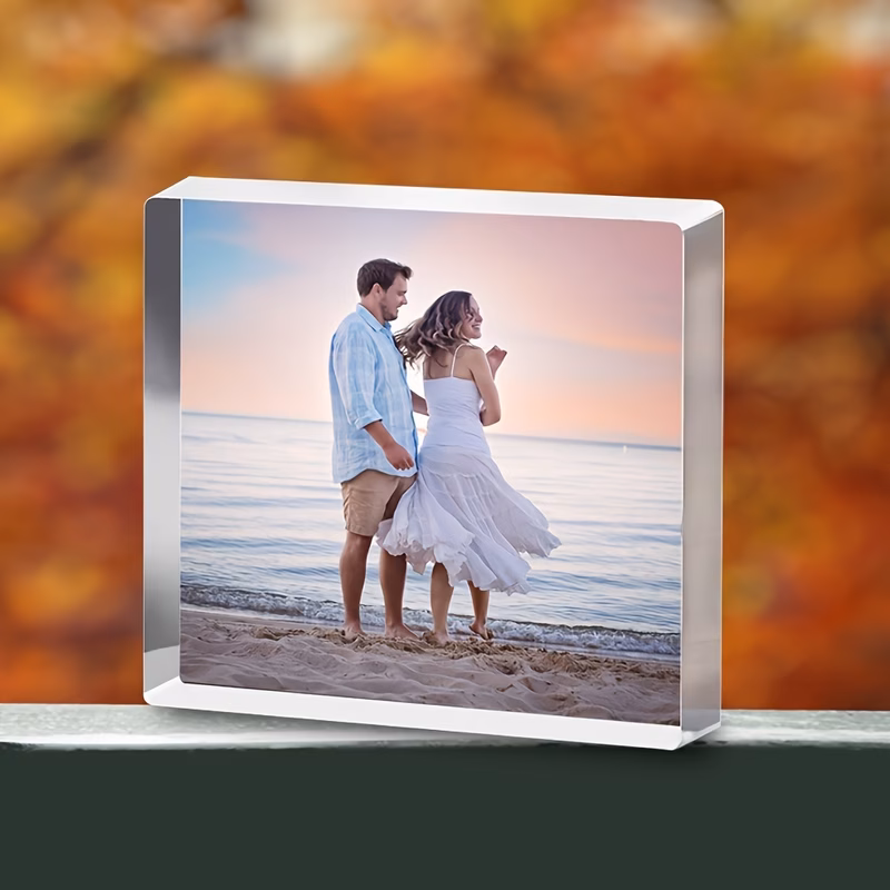 personalized 3d acrylic photo block custom image display elegant beach sunset design perfect mother s day gift classic bedroom or desktop decor personalized gift elegant design print