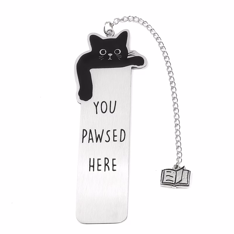 black cat you here stainless steel bookmark perfect gift for cat lovers ideal for birthdays christmas parties