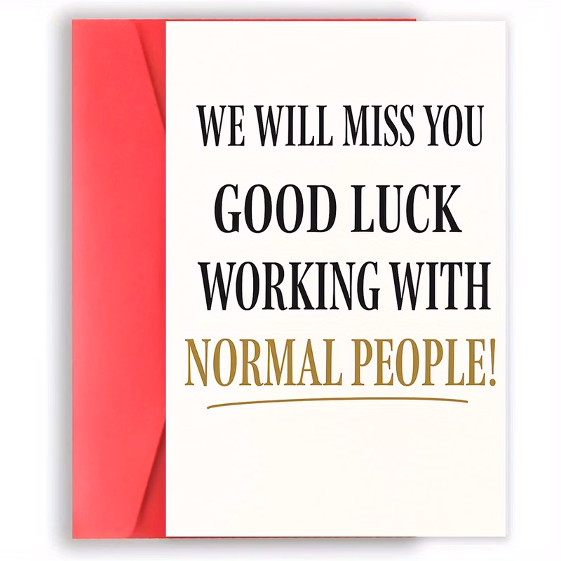 a funny farewell card a working with message colleague boss farewell gift humorous decoration minimalist office decor farewell party decoration text design