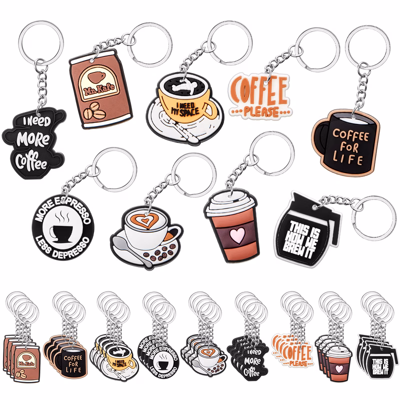 2d flat 2d flat gift for her him 2d flat 36pcs key chain party gift set for her him coffee themed party favors 9 styles of fun positive birthday party decorations coffee bean cup keychains unisex gift