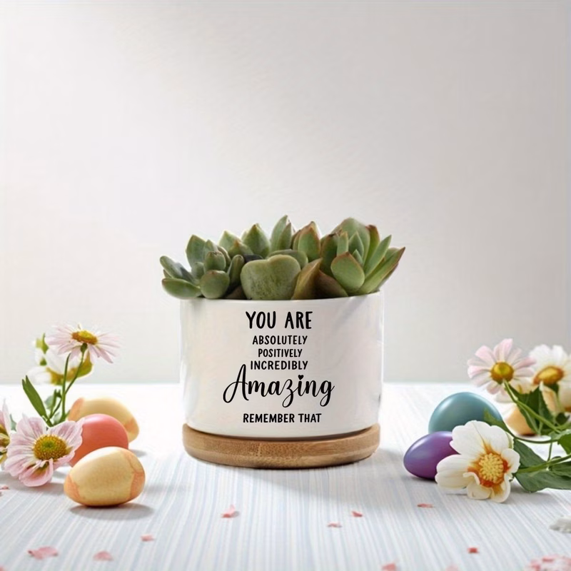 inspirational for women friend decorative planters for graduate teen birthday christmas cheer up gifts motivational plant decor for office home cute succulent pots indoor plant stands and flower plant