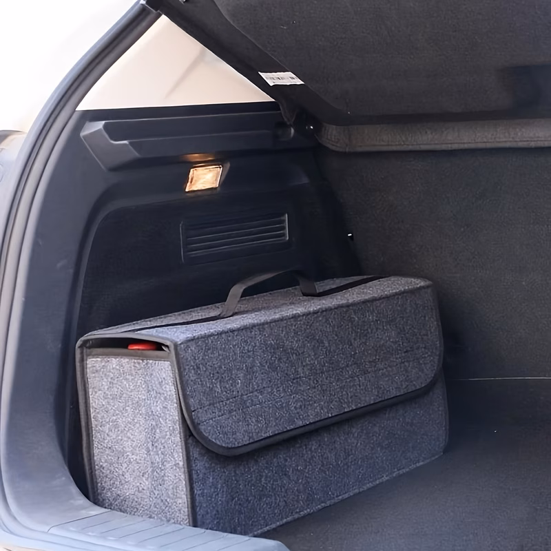 car boot felt cloth folding storage box black and grey car interior organizer model bag storage summer car organizer camping car organizer collapsible trunk storage business travel storage artifact ch