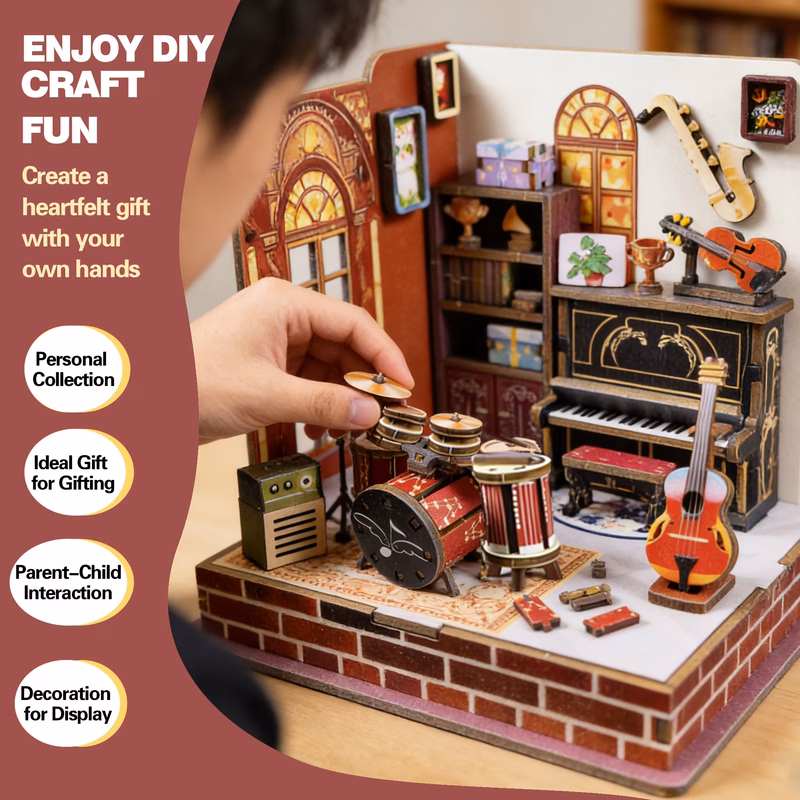 music room miniature scene 3d puzzle creative 3d model assembly kit home decoration birthday gift for valentines day gift easter christmas holiday gift