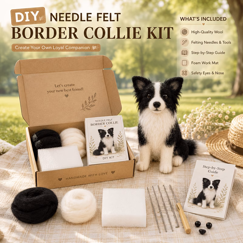 border collie loom knitting kit friendly complete set all items included loom needles foam pad by step instructions no tools required perfect gift for any occasion not finished