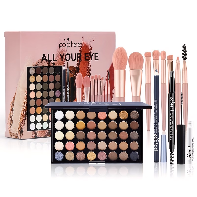 40 color eyeshadow palette makeup set with mascara eyeliner brush and brow pencil combo starter kit for beginners gift for mom st patricks day uk