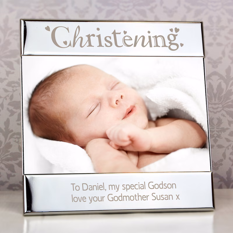 personalised silver christening 6x4 photo frame