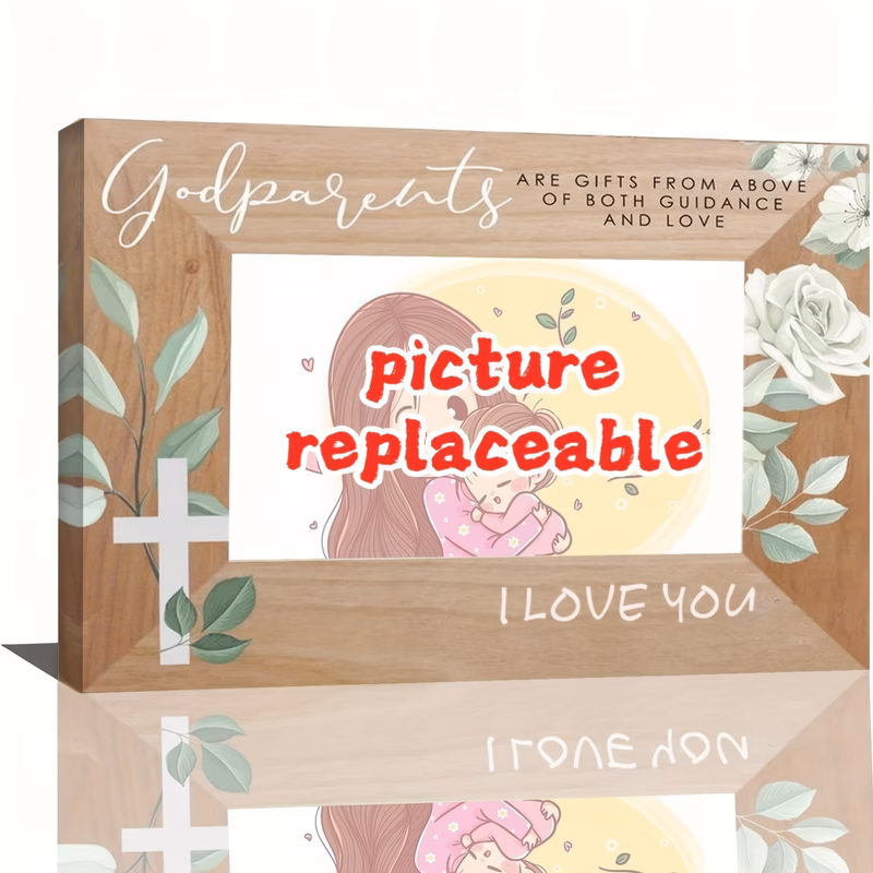 2d flat 2d flat personalized godparent image wooden canvas wall decoration with photo slot uplifting spiritual keepsake gift for and christening ornament zztm01