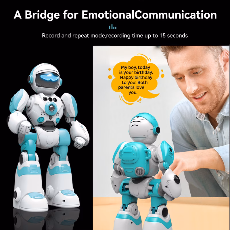 rc robot toy multifunctional remote control gesture sensing robot with 15 second voice recording repeat function 3 voice built dance program programmable color changing full body movable joints respon