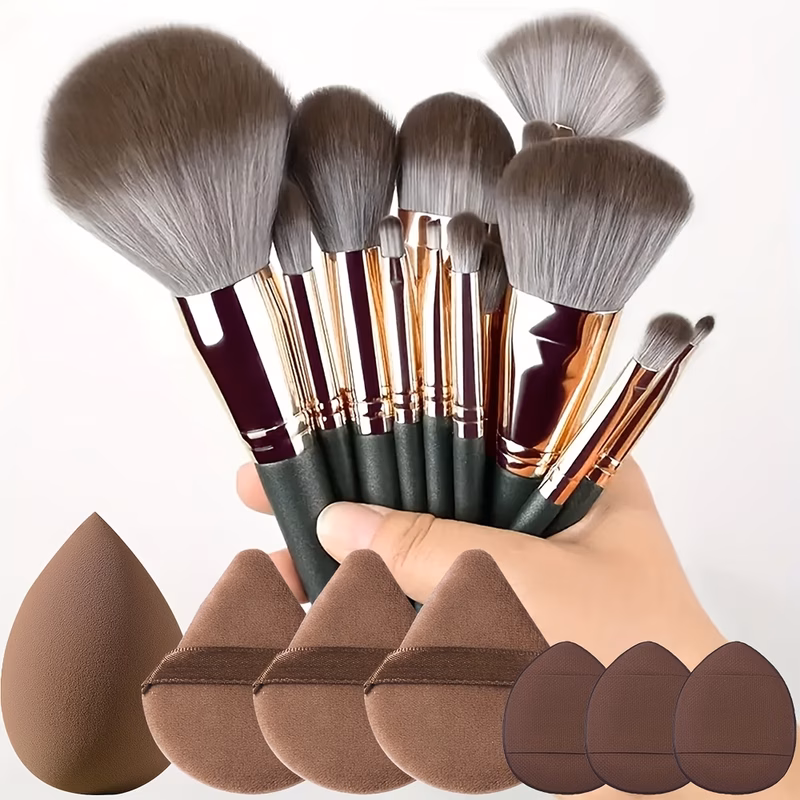 21pcs high quality ultra soft fluffy makeup brush set including large head makeup brushes and makeup sponge suitable for eyeshadow application foundation contouring and full face eye detail ideal gift