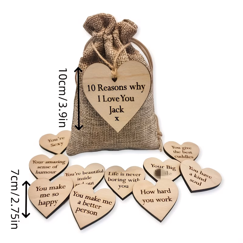 gift for her him wooden gift why i you pouch romantic present for special wedding anniversary valentines day birthday wooden heart and burlap wooden heart inside