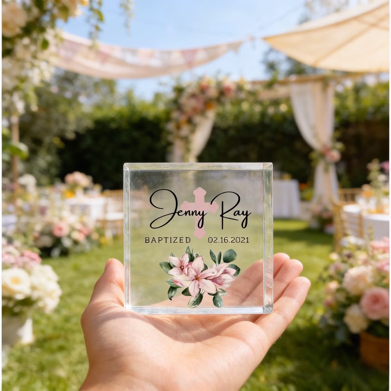2d flat personalized acrylic decorative signs plaques custom god christening gift keepsake