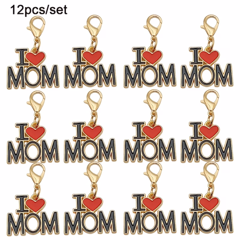 12pcs set i mom enamel pendant keychain trendy additions ornament perfect mothers day gift for mom