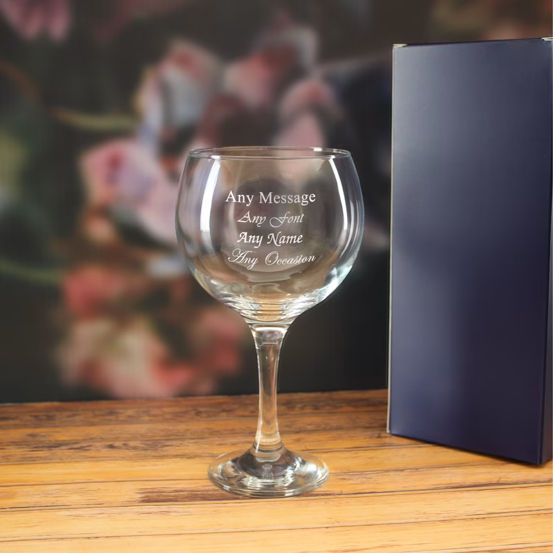 personalised engraved large gin balloon glass personalise with any message for any occasion gift wedding bridesmaid birthday gift