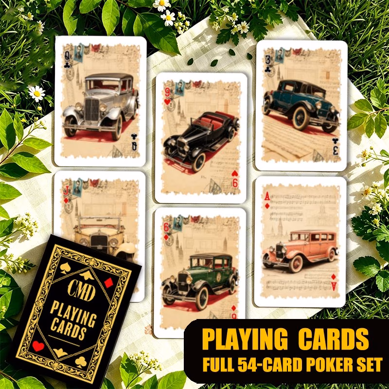 1set for playing cards game cmd vintage car retro purple themed standard deck of playing cards collectible deck for party supplies ideal gift set for him her