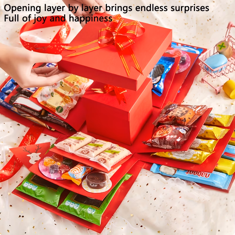 gift for her him 18pcs 1set set for birthdays weddings proposals surprise box with multi layered additions and decorative ribbon versatile paper craft exploding box suitable for special occasions