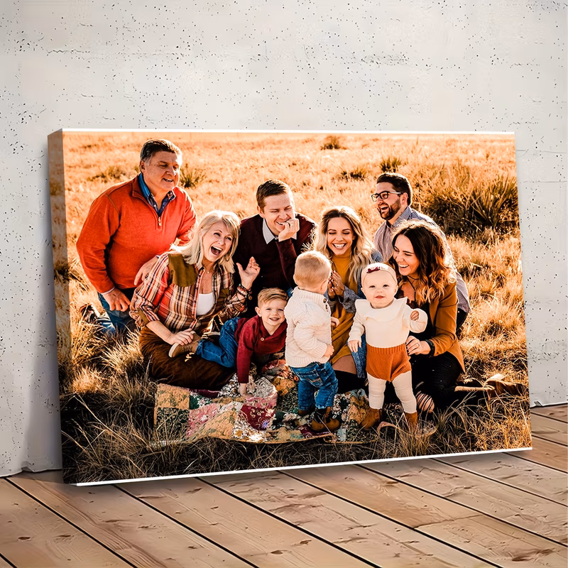 2d flat 2d flat custom wooden frame canvas print family photo featuring and high definition glossy surface ideal for home wall decor holiday and birthday gifts christmas family photo gift contemporary