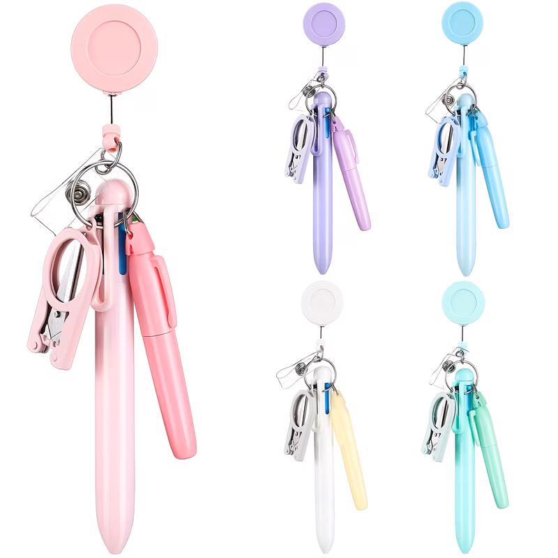1set nurse portable stationery set with folding can cut gauze extendable zipper badge clip refillable ballpoint highlighter ker
