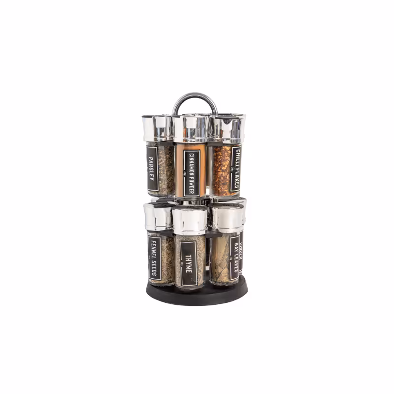 everyday 12 herbs spices rotating rack pre filled spice jars carousel stand complete kitchen seasoning gift set stylish countertop storage for everyday cooking