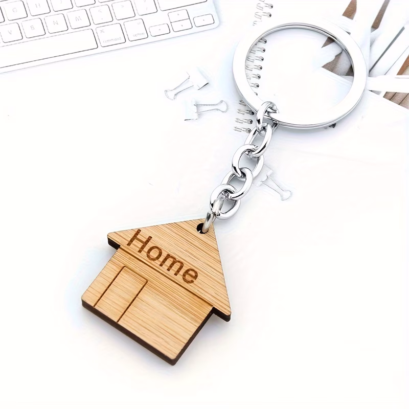 4pcs wooden house keychains home decor perfect gift for new clients ideal for christmas thanksgiving