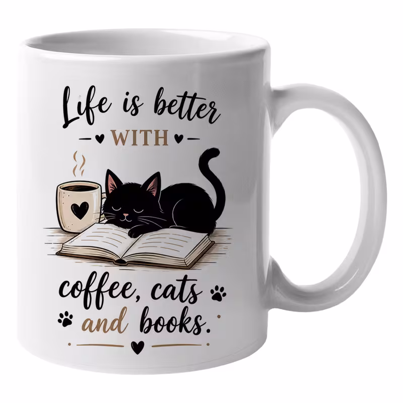 with and books mug cat lover coffee mug book lover ceramic cup reading lover gift cute black cat coffee mug