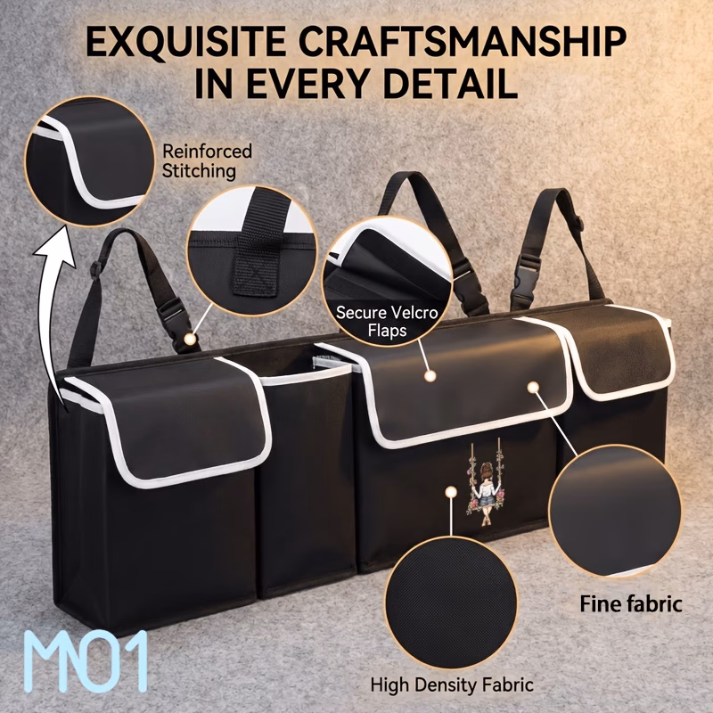 1pc stylish back view of a womancar rear storage bag rear seat organizer bag car parts storage bag durable oxford cloth material the for storing essentials