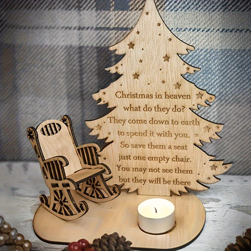 wooden christmas decoration candle holder wooden rocking chair ornament for christmas angel poem to commemorate