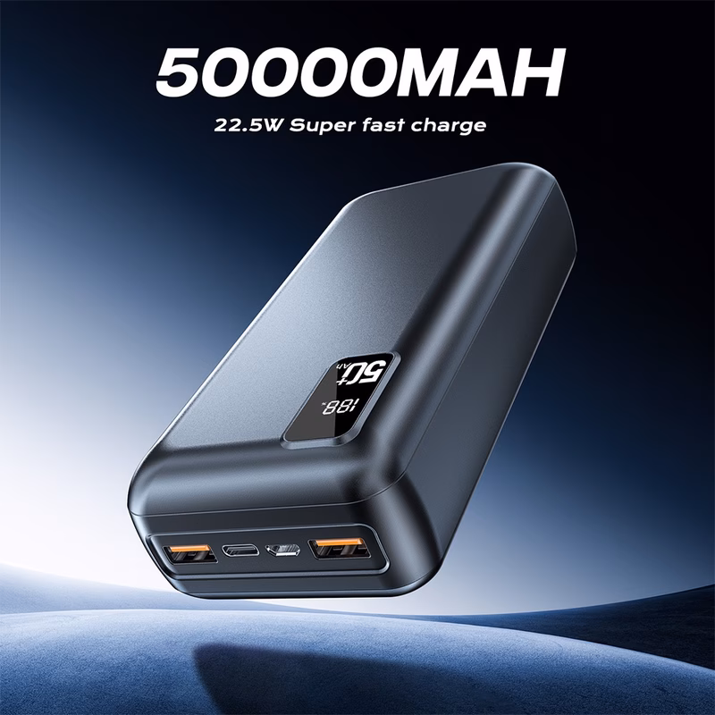 50000mah external battery portable charger usb power bank 22 5w pd3 0 function 3 outputs mobile phone charger battery compatible for iphone samsung huawei ipad etc