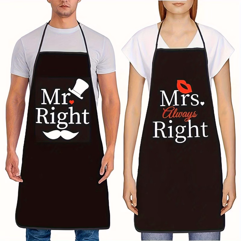 2pcs set a pair of fun aprons labeled and mrs right anyone at 80 60cm make an wedding gift for couples and a for bridal showers and engagements