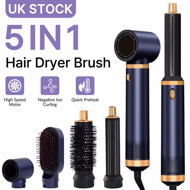 5 in 1 hair dryer brush hot air brush for fine hair ceramic curling straightening styler with 3 heat settings auto shut off volumizing anti frizz busy use great gift for women mum wife