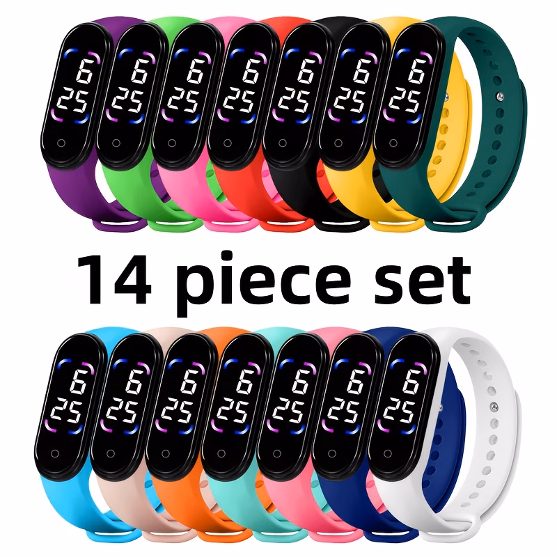 new hot selling creative watch outdoor sports multifunctional electronic watch mens and womens simple and fashionable compact electronic watch recommended gift set 14pcs