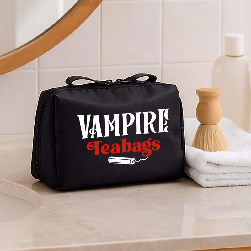 vampire tea quirky travel accessories and makeup bag gift idea for her toiletry bag travel cubes for packing and makeup organizer bag
