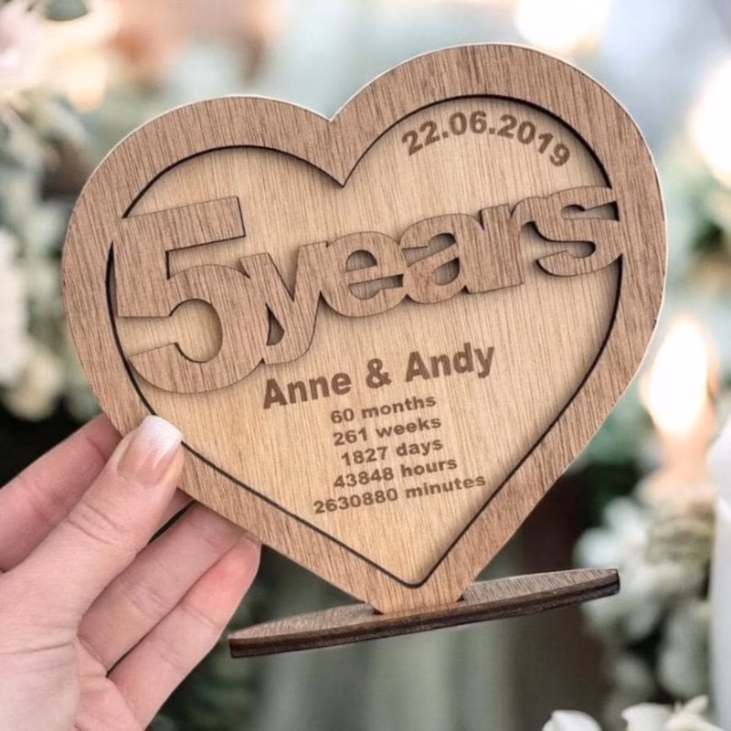 5th wedding wood anniversary card keepsake personalised gifts husband wife 5 years couple gift for her him wooden custom valentines day